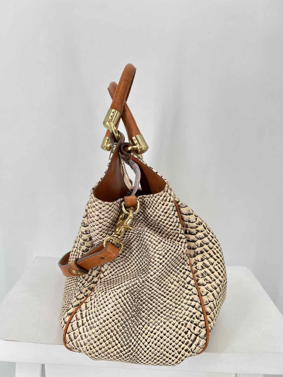 Brahmin Snake Genuine Leather Pre Owned Satchel