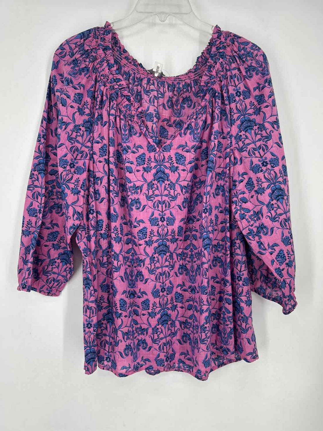 J Jill Size XL Pink & Blue Floral Long Sleeve