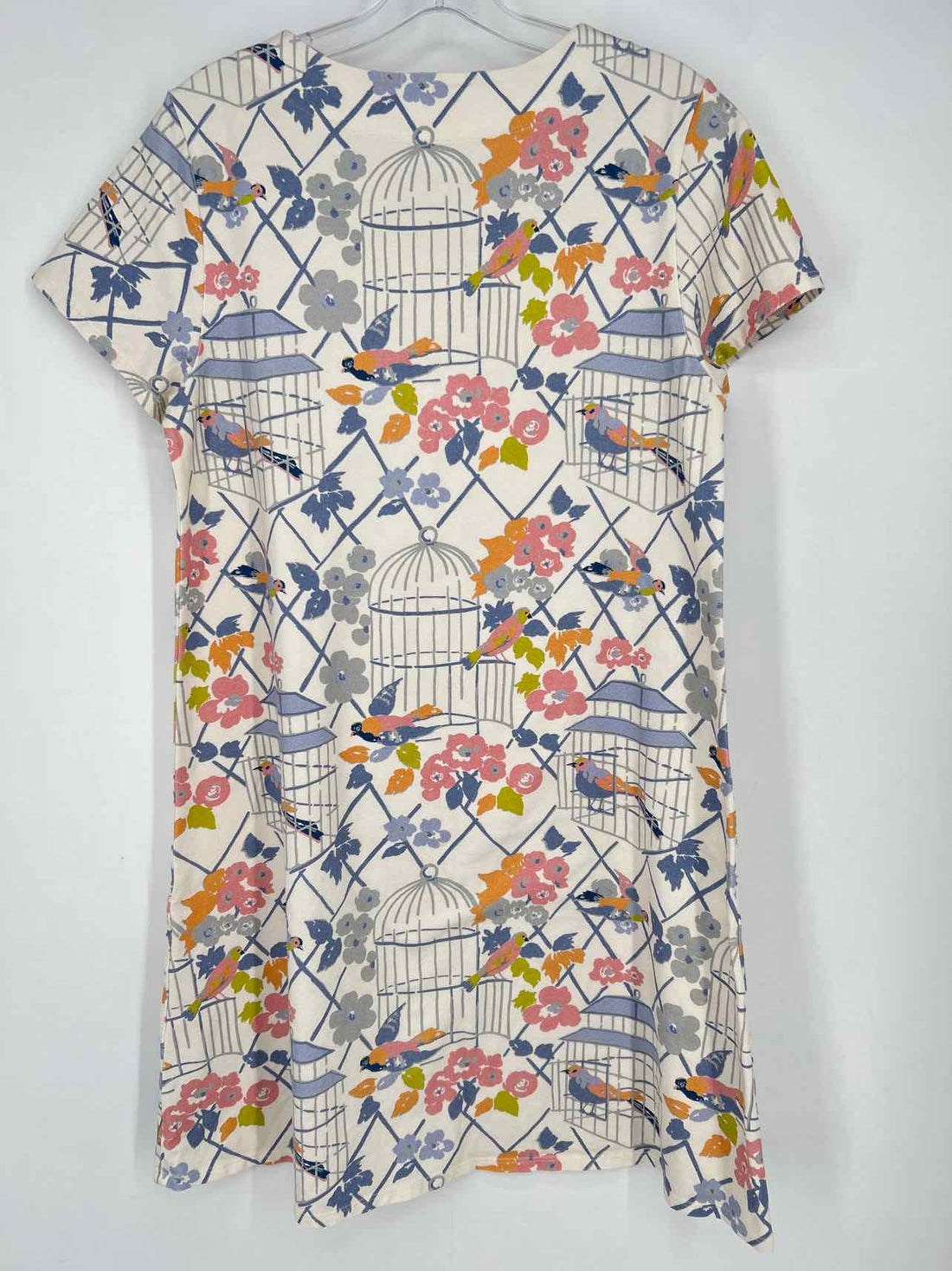 Spartina 449 Size L Cream Print Short Sleeve Dress