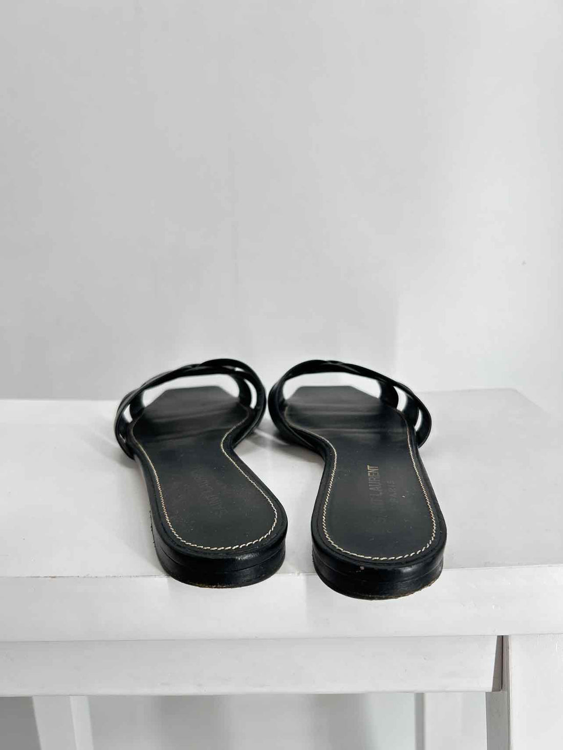 Saint Laurent Tribute Multes Women Size 38 Black Pre Owned Leather LUXURY