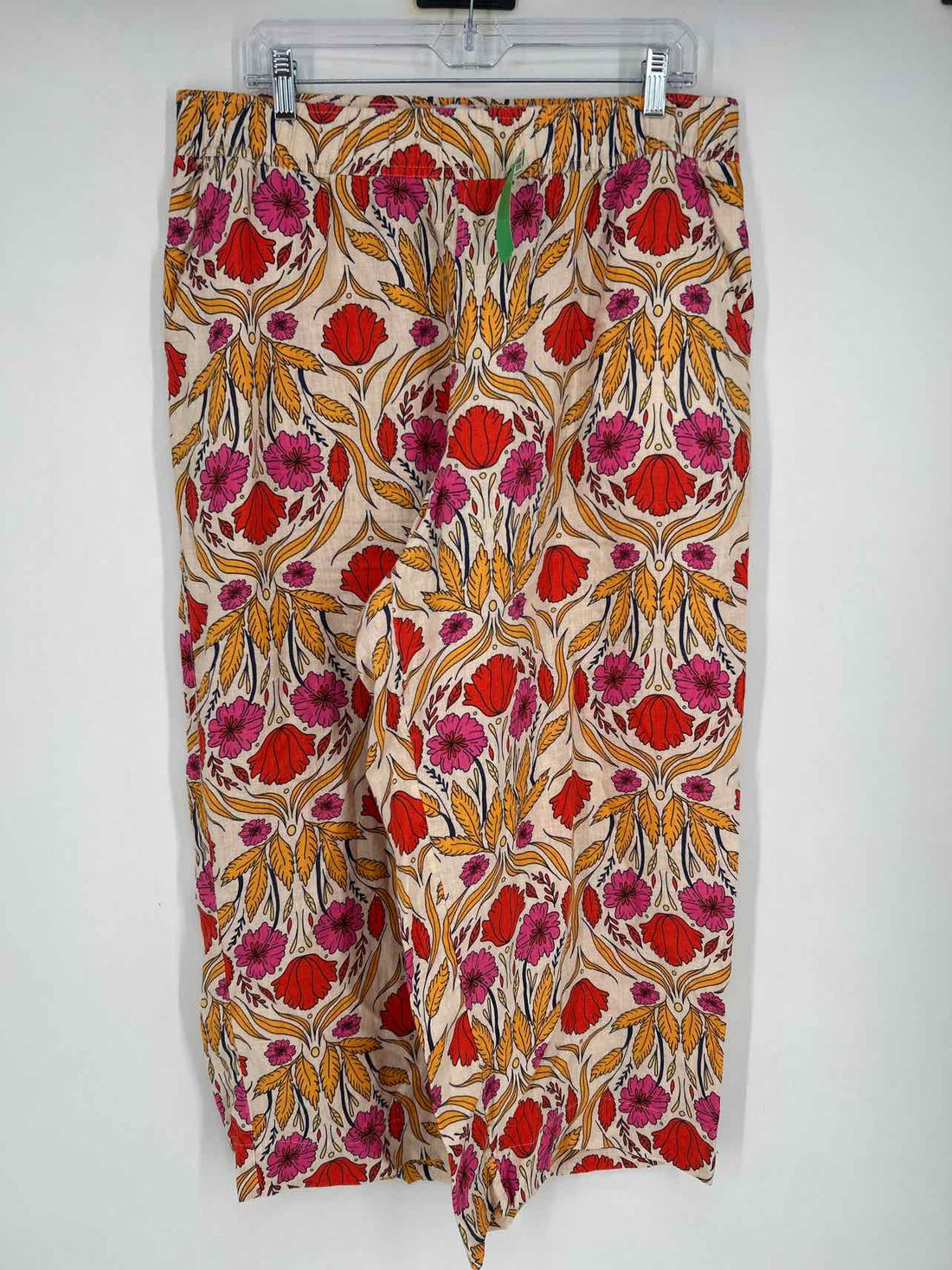 Rachel Zoe Size XL Cream Floral Linen Pants