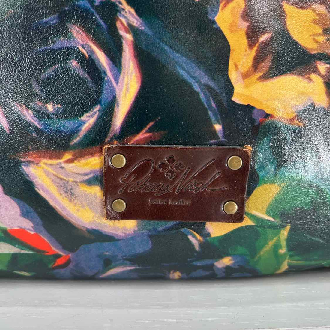 Patricia Nash Large Turnlock Brown Floral Tote
