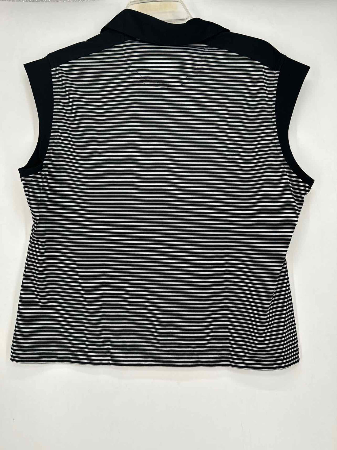 Kate Lord Size XL Black & White Striped Short Sleeve Active Tops