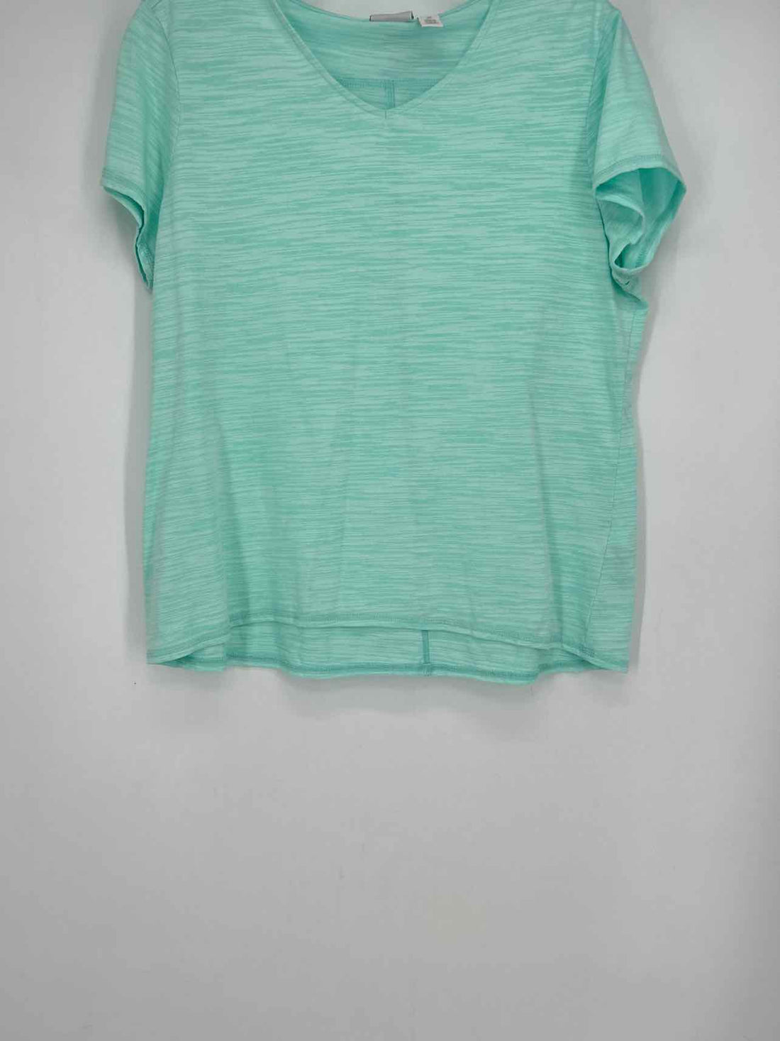 Weekends by Chico's Size 2 Aqua Stripe Short Sleeve