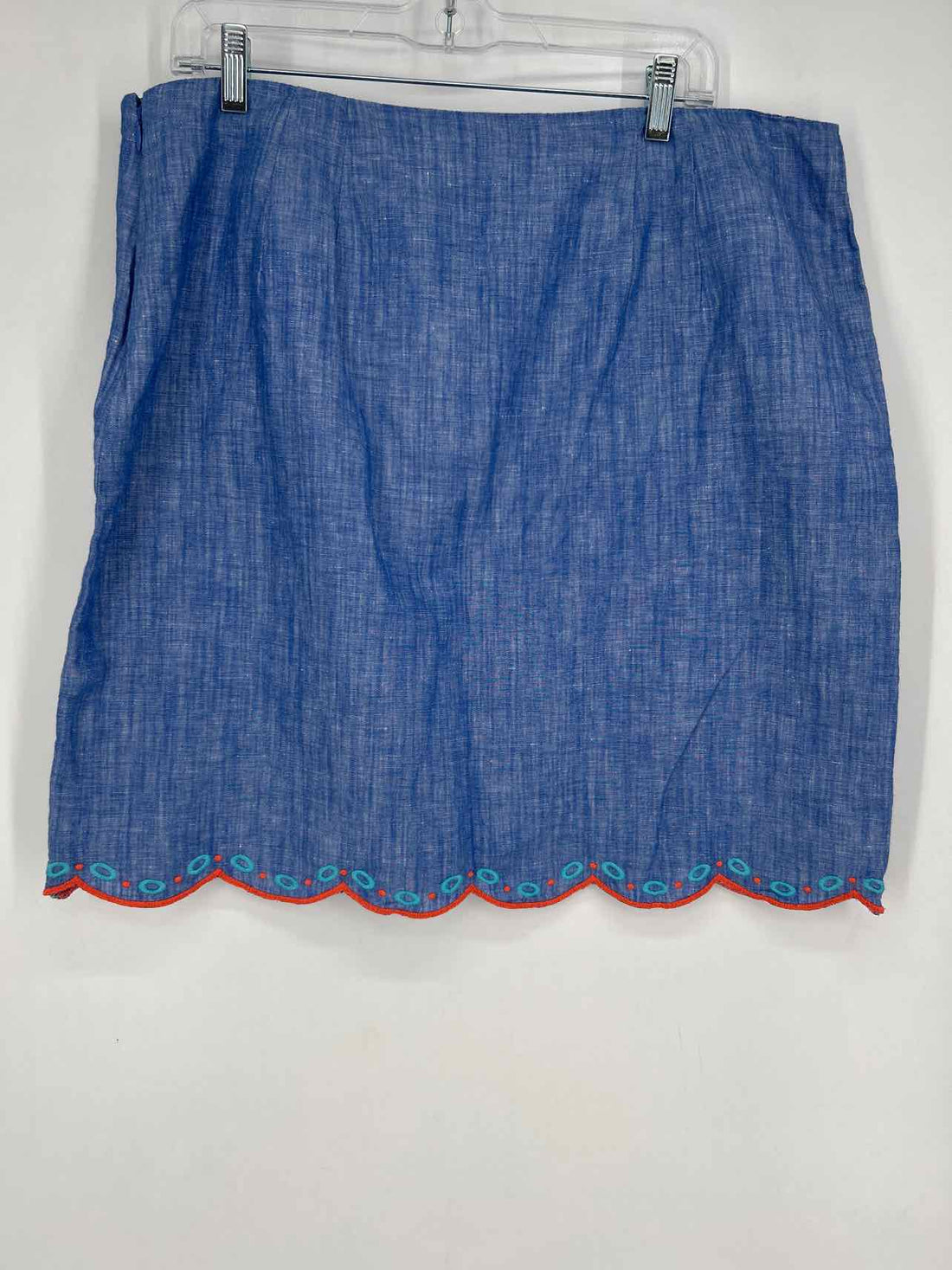 Talbots Size 14 Blue Embroidered Linen/Cotton Skirts