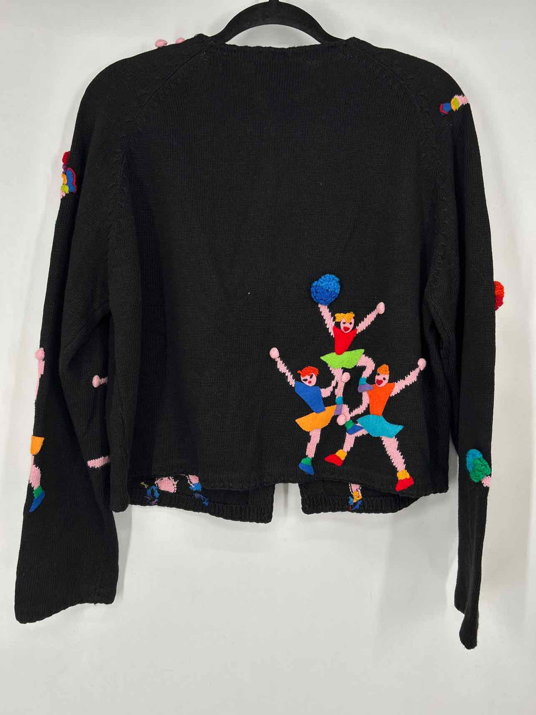 Michael Simon Size L Black Print Embroidered 90s Vintage Cardigan