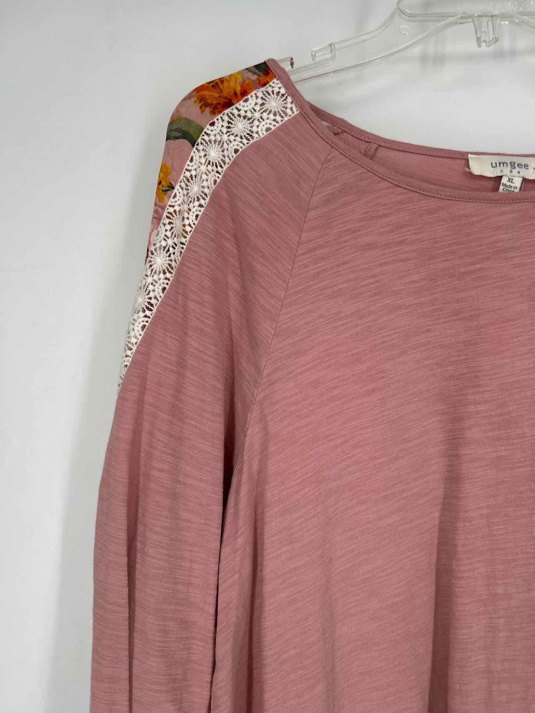 Umgee Size XL Dusty Pink Floral Long Sleeve