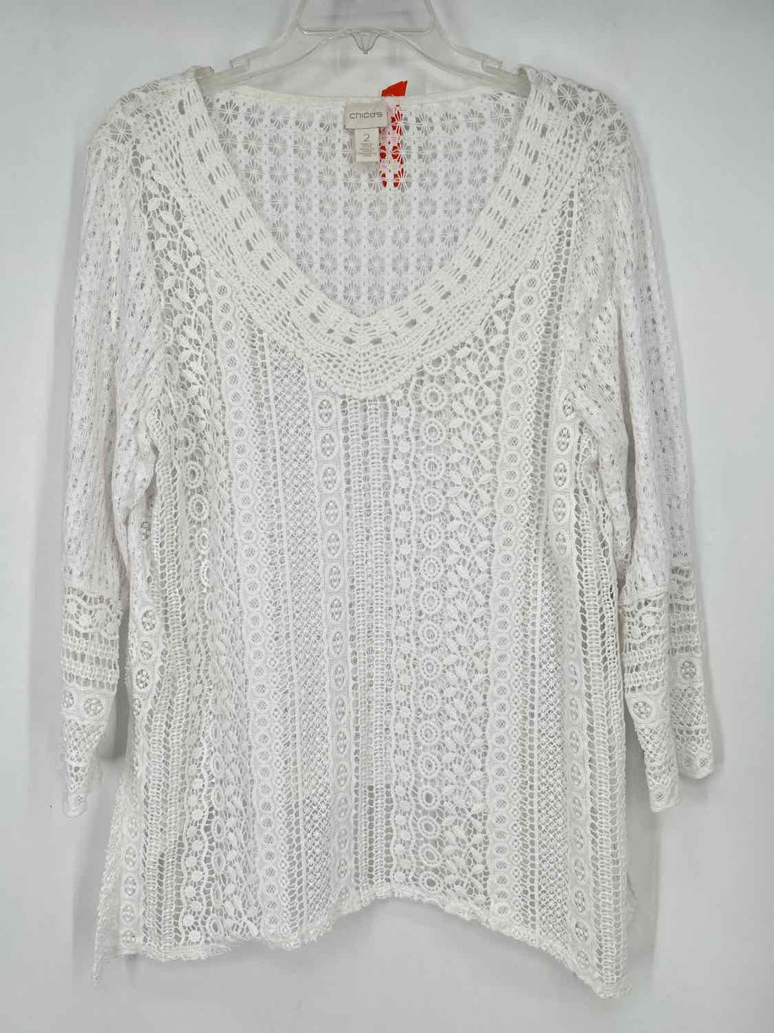 Chicos Size 2 (L) White Long Sleeve