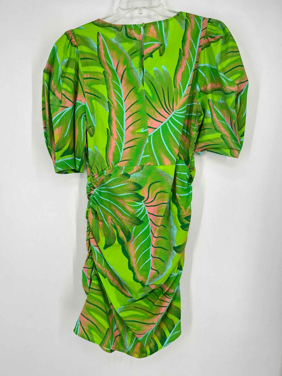 Farm for Anthropologie Size M Light Green Print Short Sleeve Dress