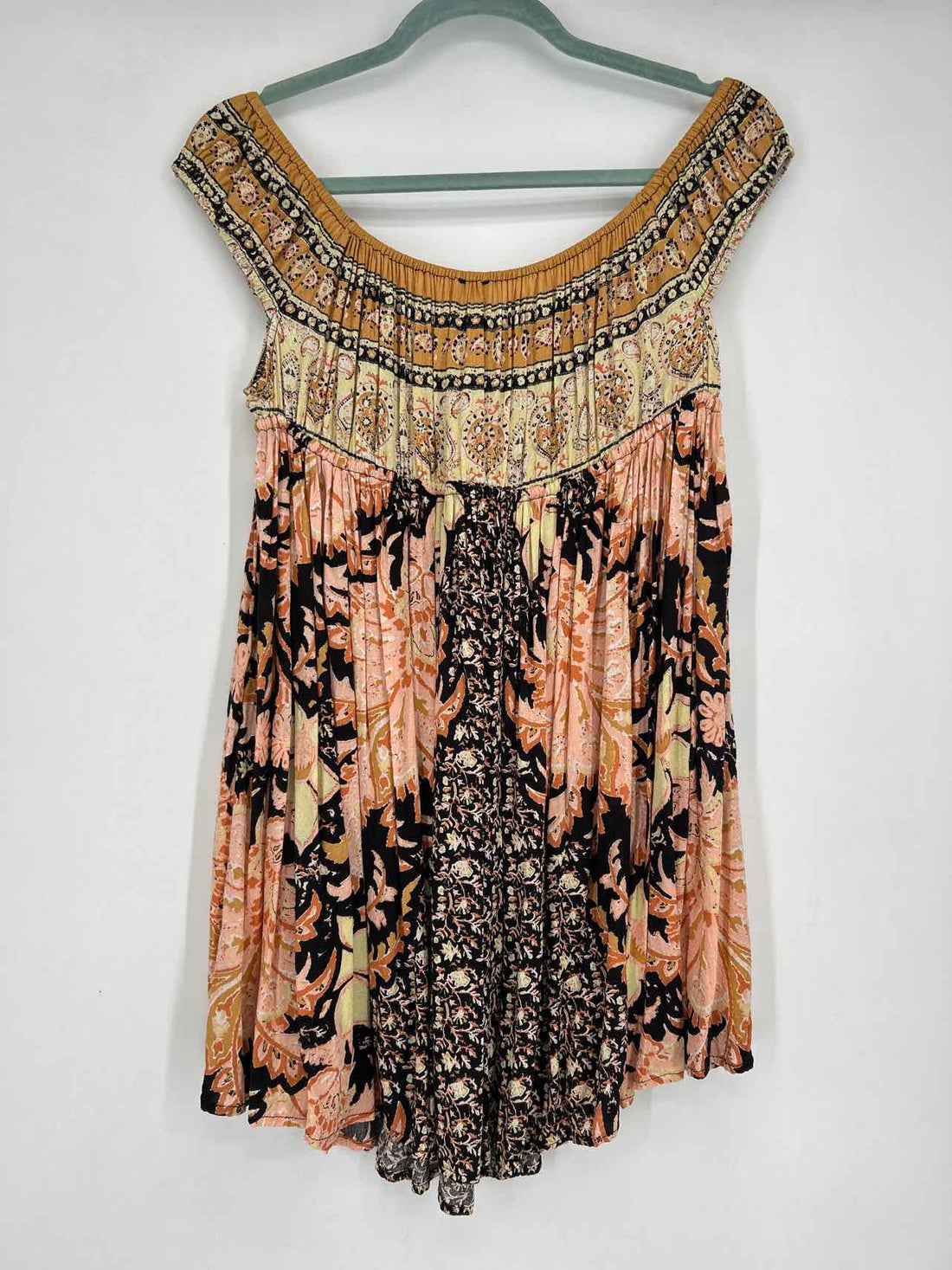 Intimately FP Size M Mustard & Pink Print Sleeveless Dress