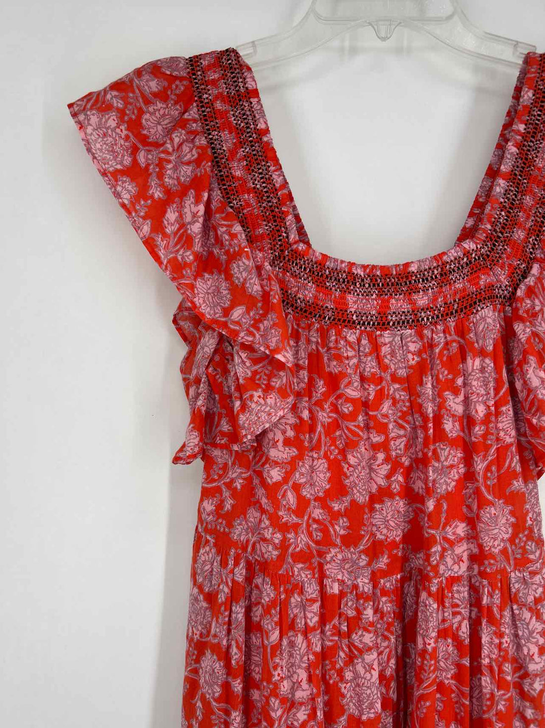 Free People Size S Dark Orange & Light Pink Short Sleeve Dress