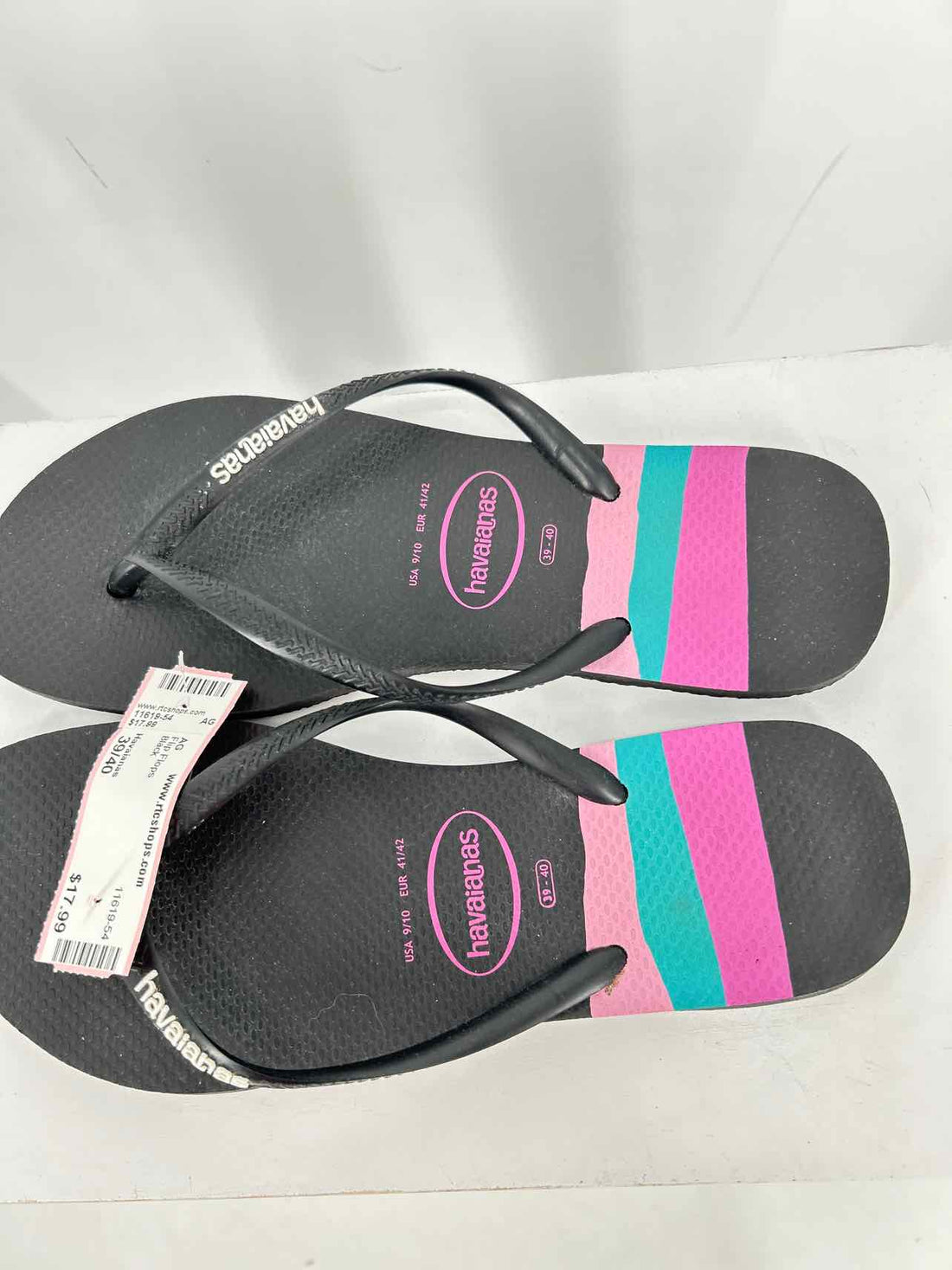 Havaianas Women Size 39/40 Black Flip Flops