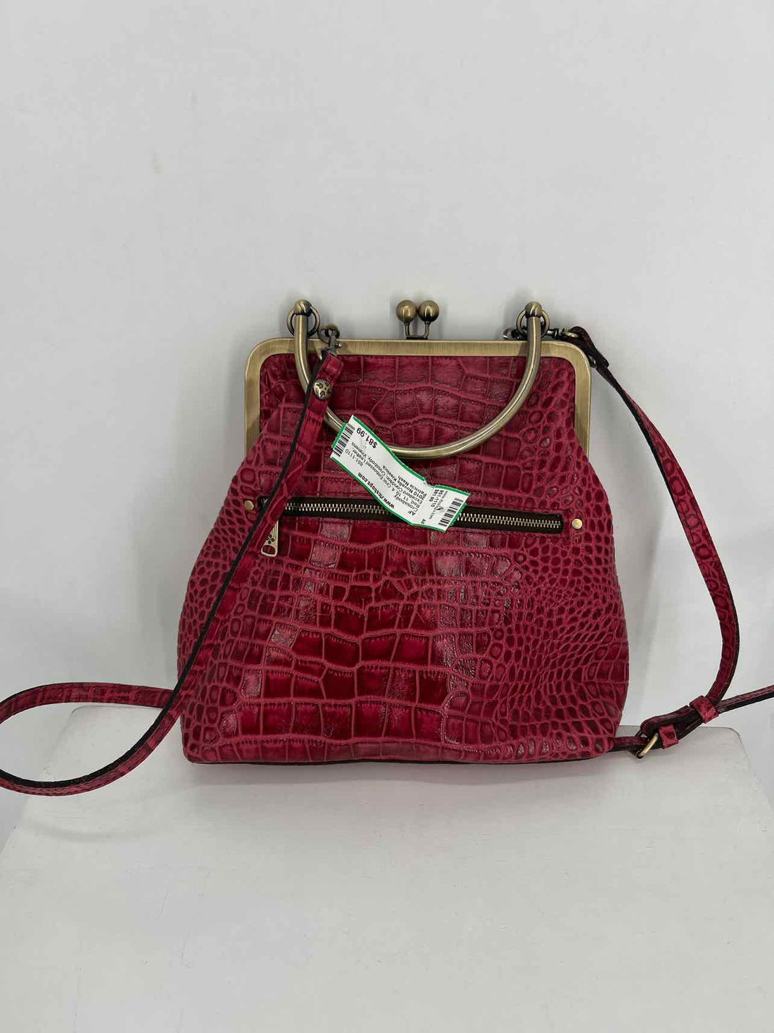 Patricia Nash Red Croc Embossed Leather Excellent Condition Crossbody