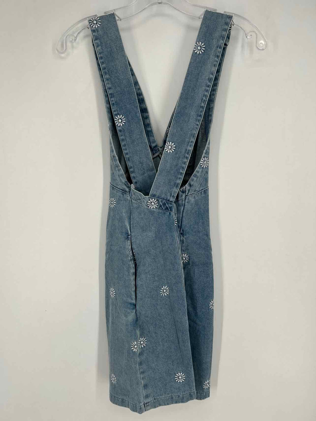 Fore Size S Denim Embroidered Sleeveless Dress