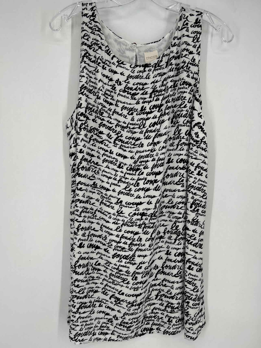 Chicos Size 3 (XL) White & Black Sleeveless Sleeveless