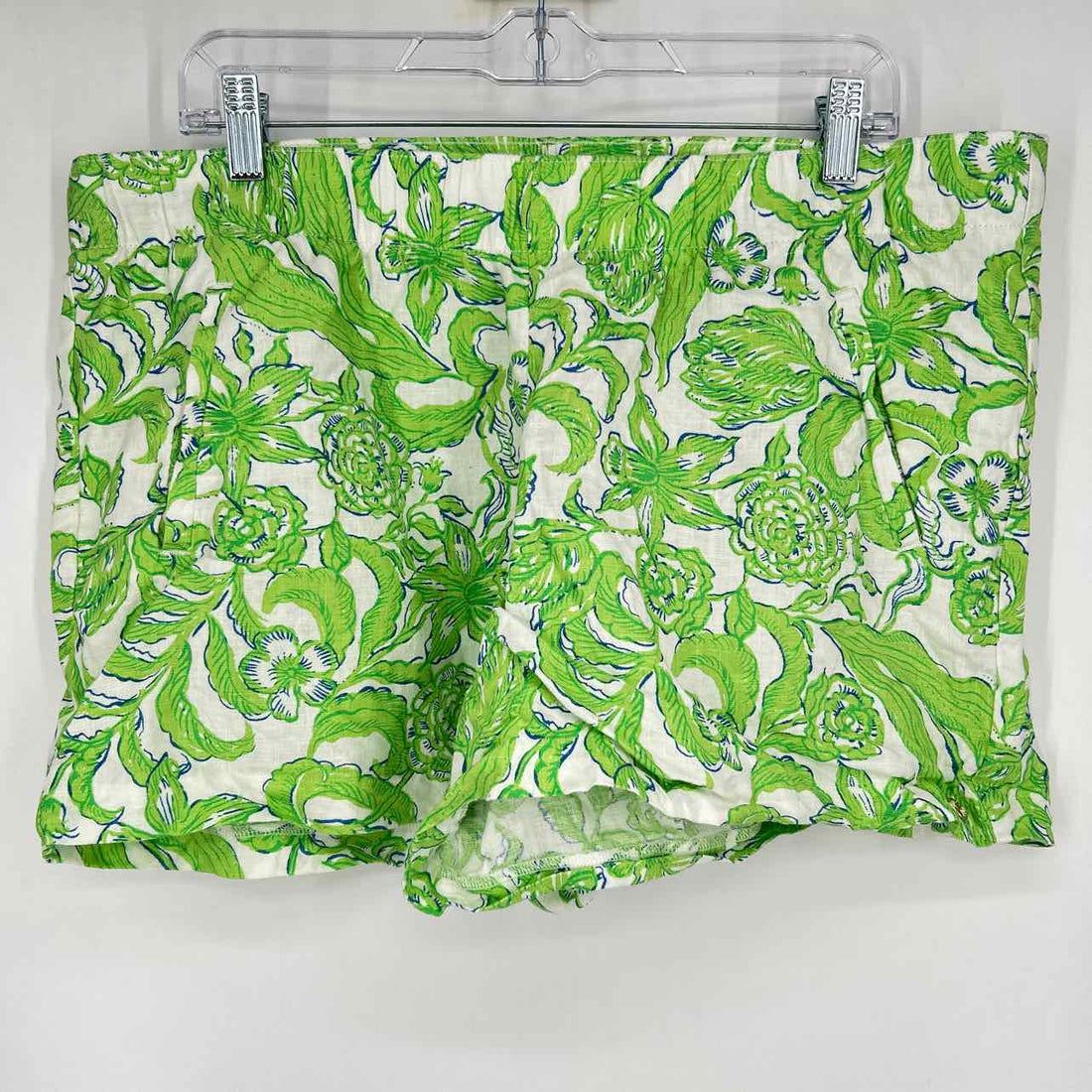 Lilly Pulitzer XL White & Green Print Linen Lilly Pulitzer Shorts