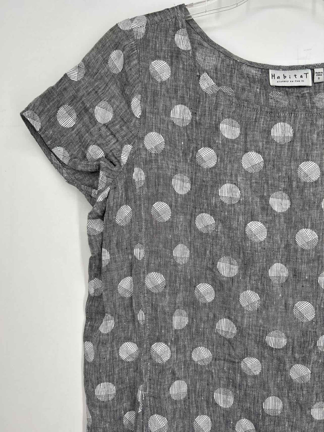 Habitat Size S Grey Polkadot Linen Dress