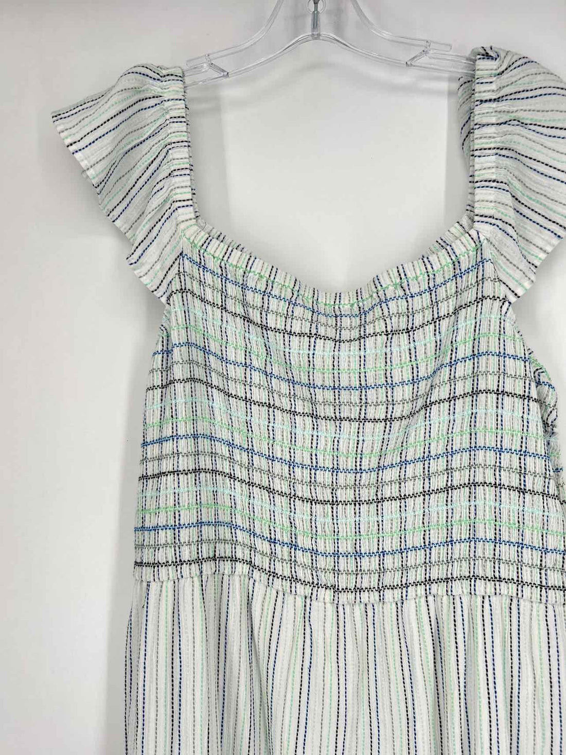 Loft Size L White Striped Dress
