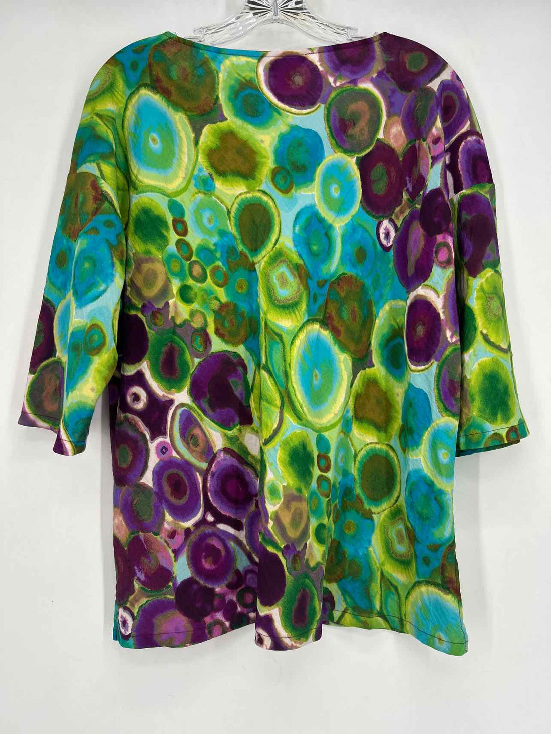 Tommy Bahama Size L Green & Blue Print Rayon/Nylon Long Sleeve