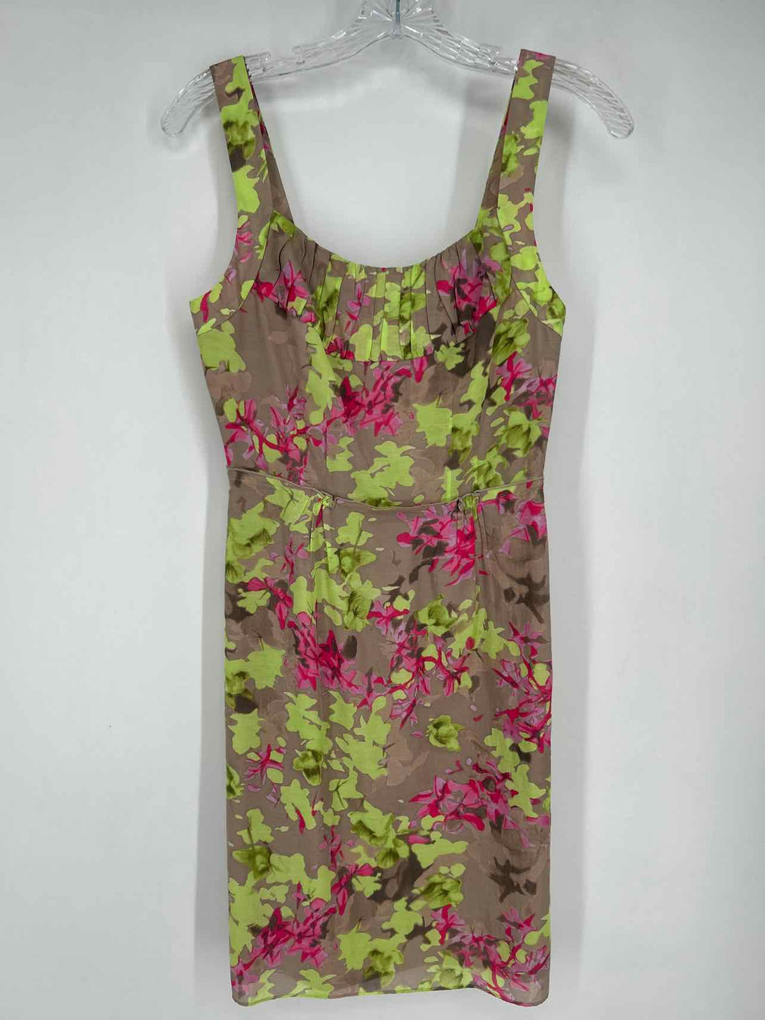 Banana Republic Size 0p Taupe Green & Pink Cotton/Silk Vintage Dress