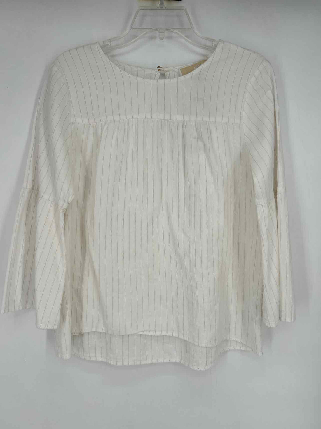 Michael Kors Size L White & Gold Striped Long Sleeve