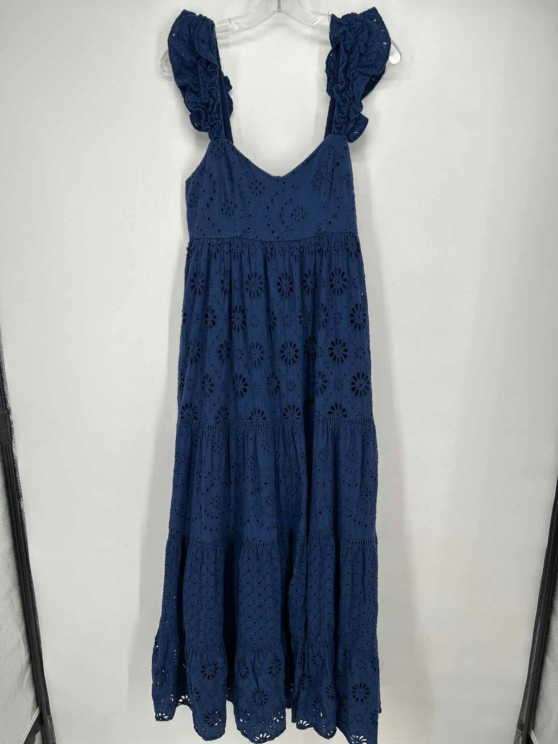 Yumi Kim Size XL Navy Eyelet Short Sleeve Maxi