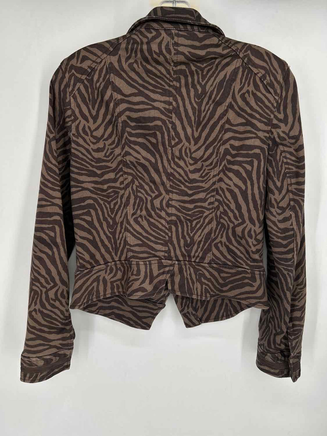 White House Black Market Size 2 Brown Zebra Print Denim Jacket