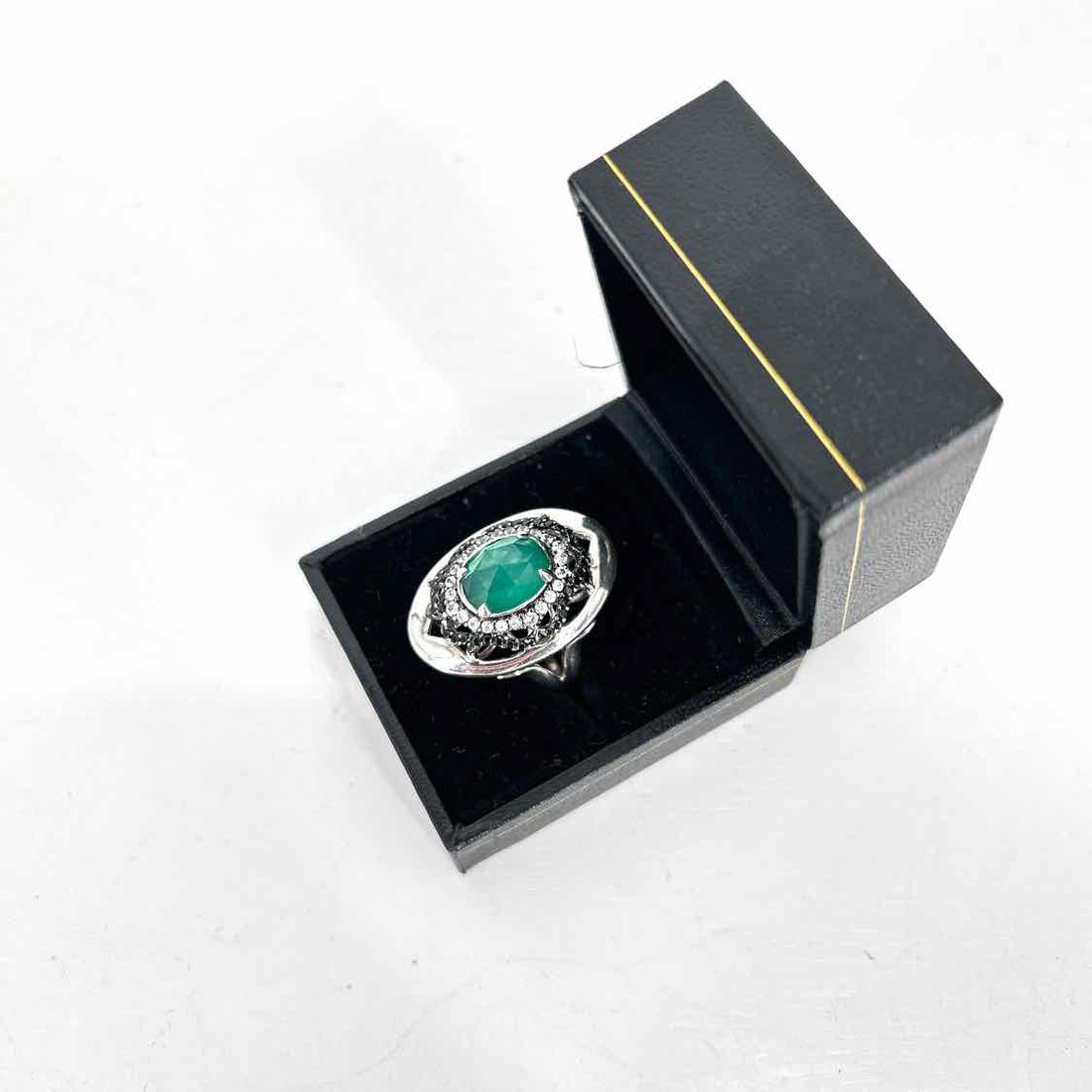Gabriel & Co Size 8.5 Sterling Silver Green Onyx, Sapphire & Quartz LUXURY