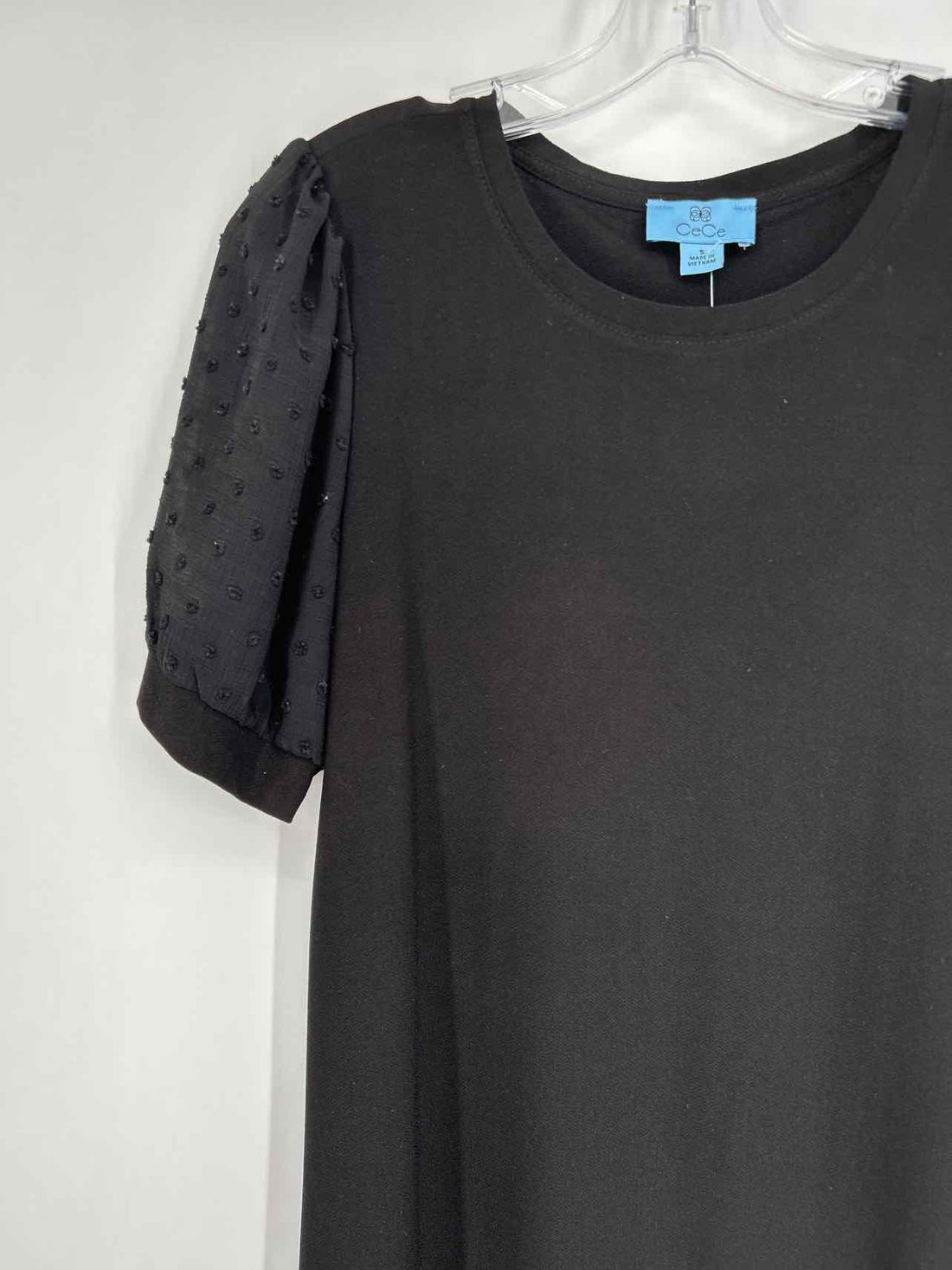 CeCe Size S Black Short Sleeve Dress