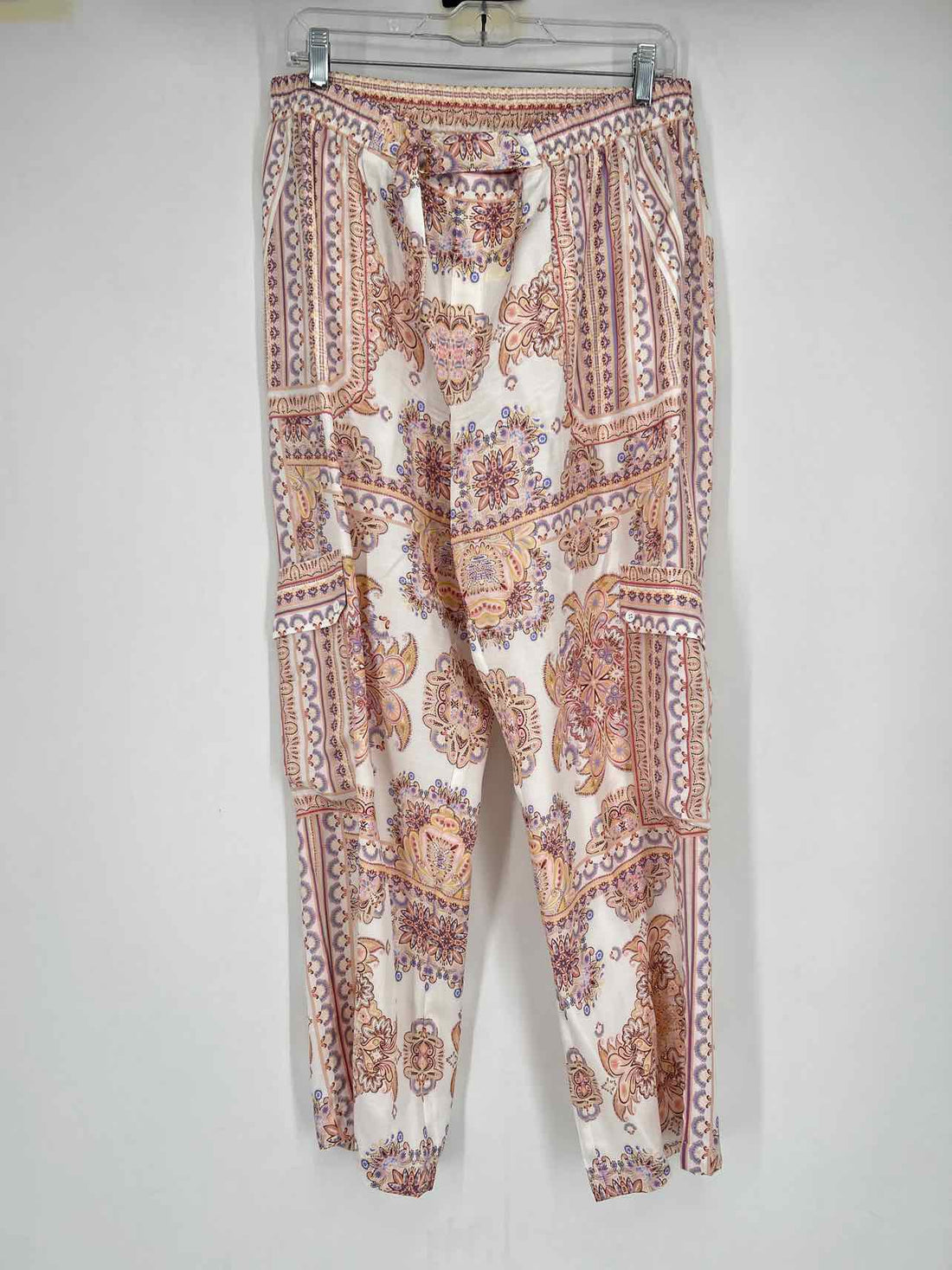 Hale Bob Size L White Print Silk/Viscose Pants
