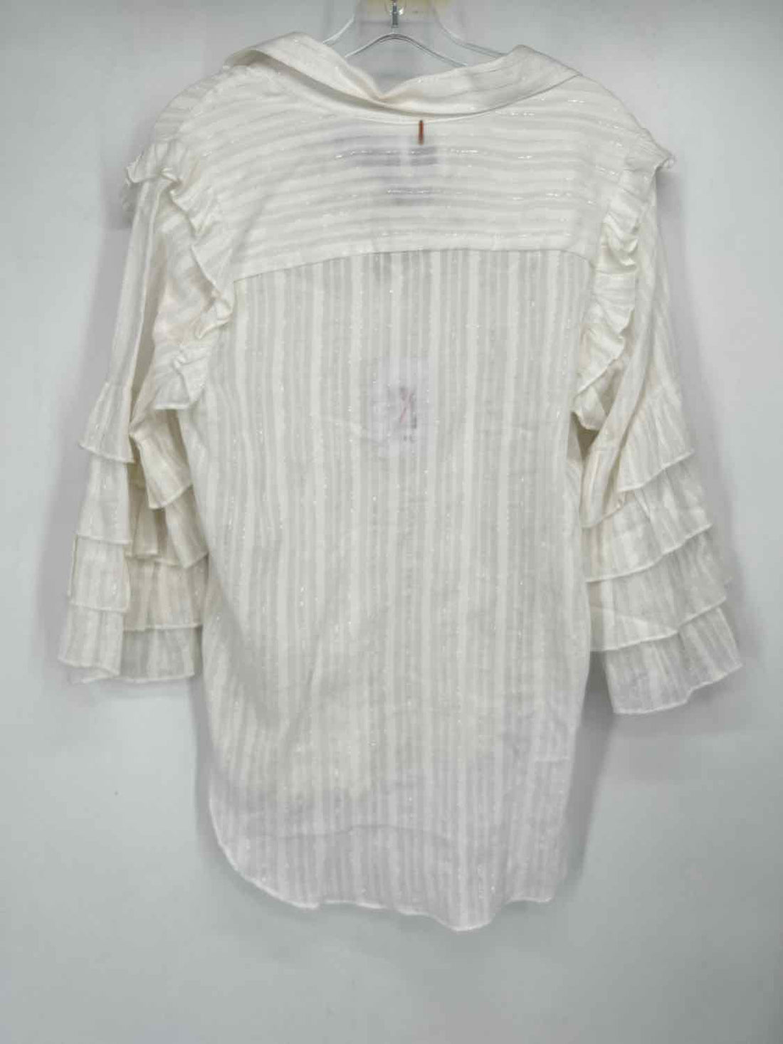 Misa Size M White Striped Shimmer Long Sleeve