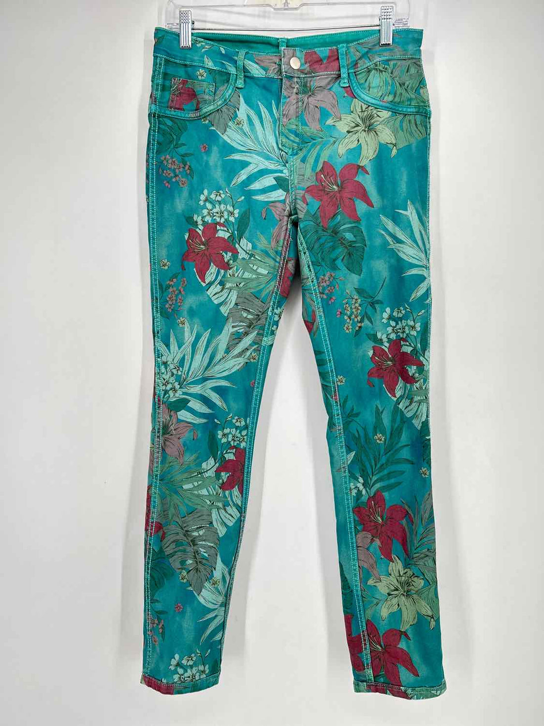 Tempo Paris reversible Size S Teal Floral Pants