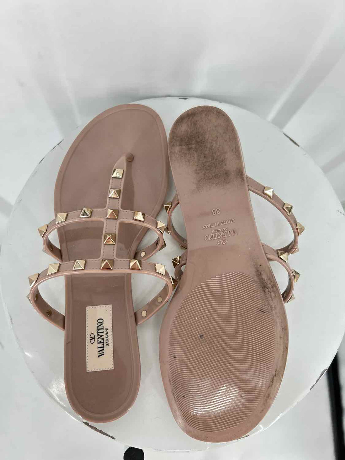 Valentino Women Size 38 Taupe Stud Sandals