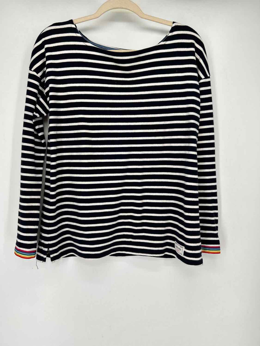 Talbots Size M Navy White Stripe Long Sleeve