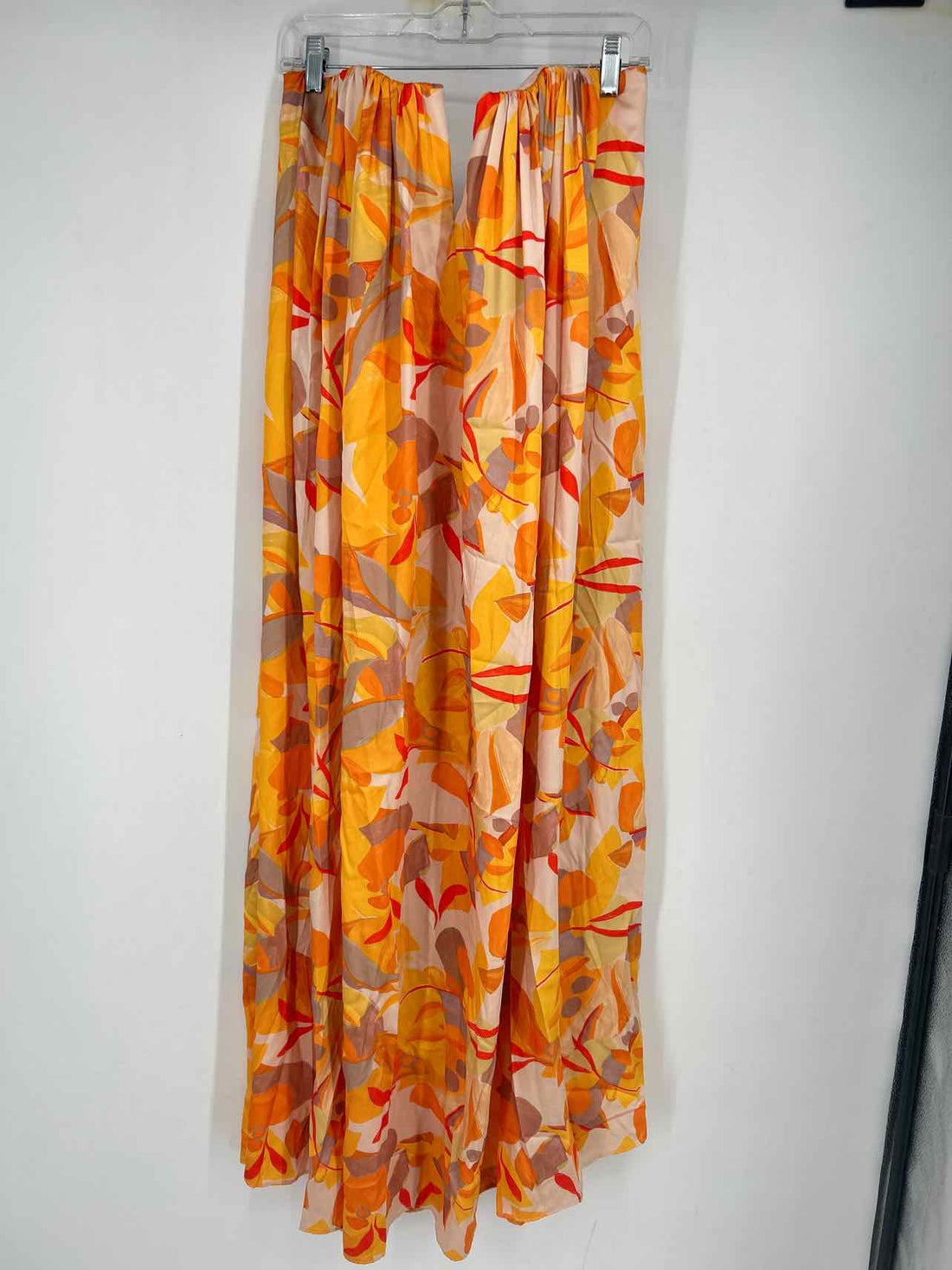 Acler Size 8 Orange Print Strapless Dress