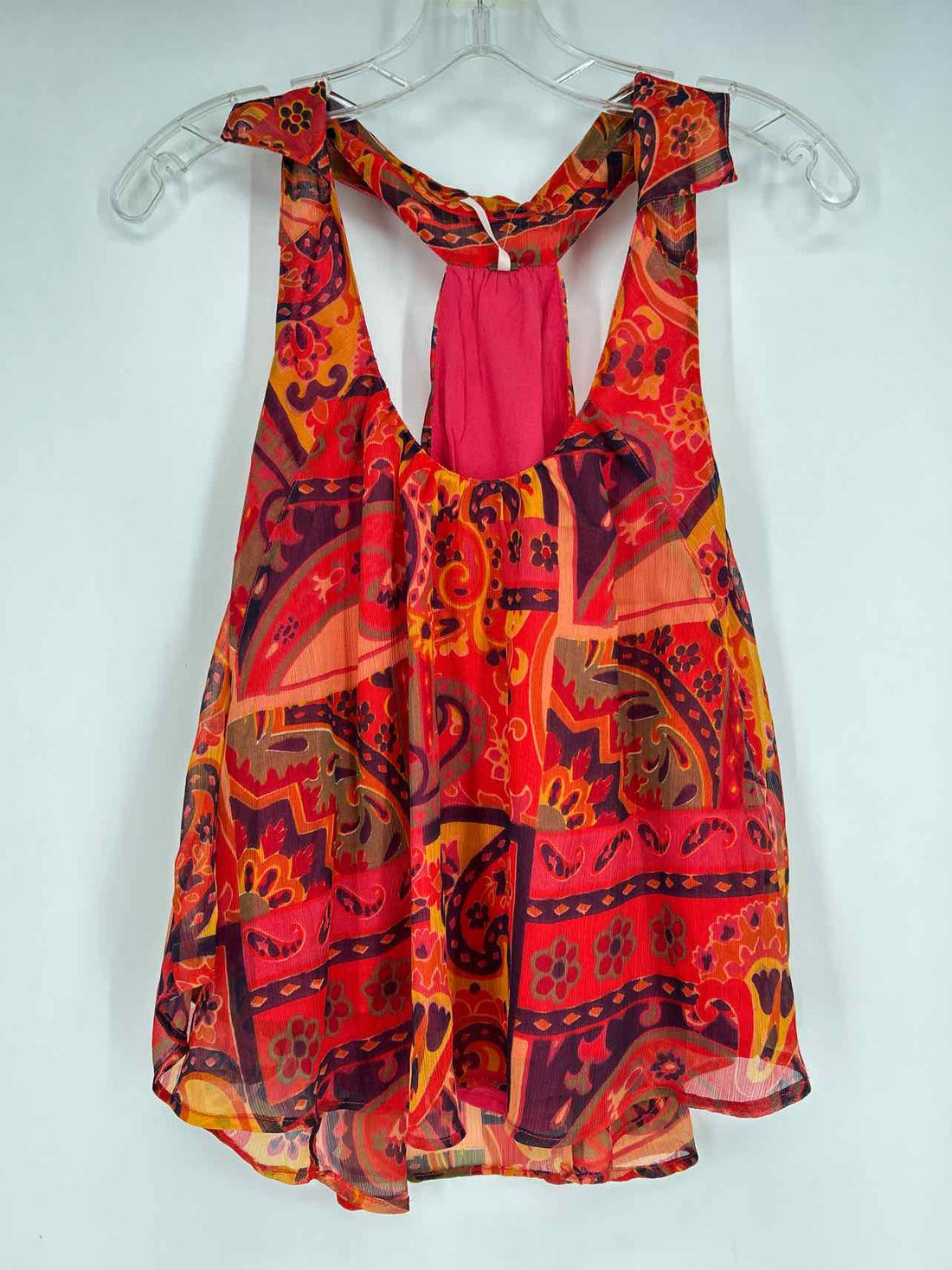 Free People Size XS Red & Purple Print Sleeveless