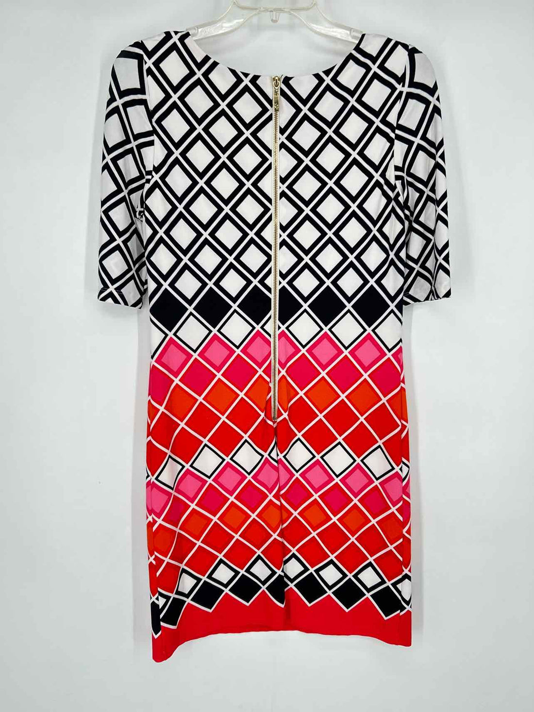 Eliza J Size 4 White & Black Print Short Sleeve Dress