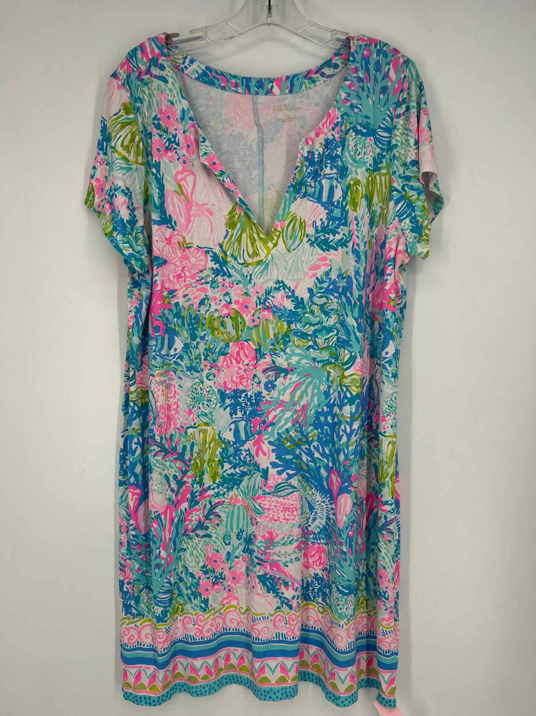 Lilly Pulitzer XXL Aqua Print Multi Short Sleeve Lilly Pulitzer Dress