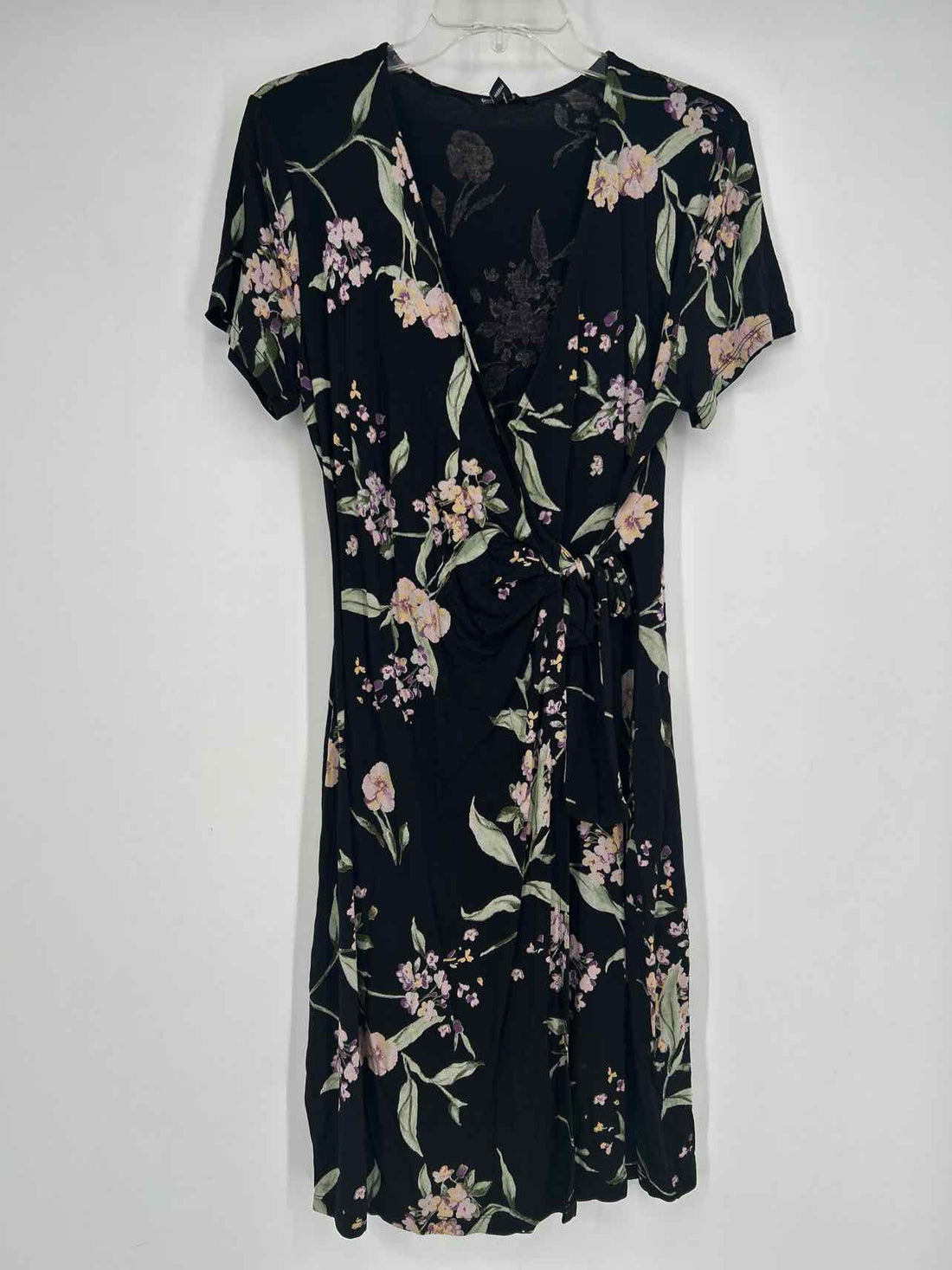 Nicole Miller Size L Black Floral Dress