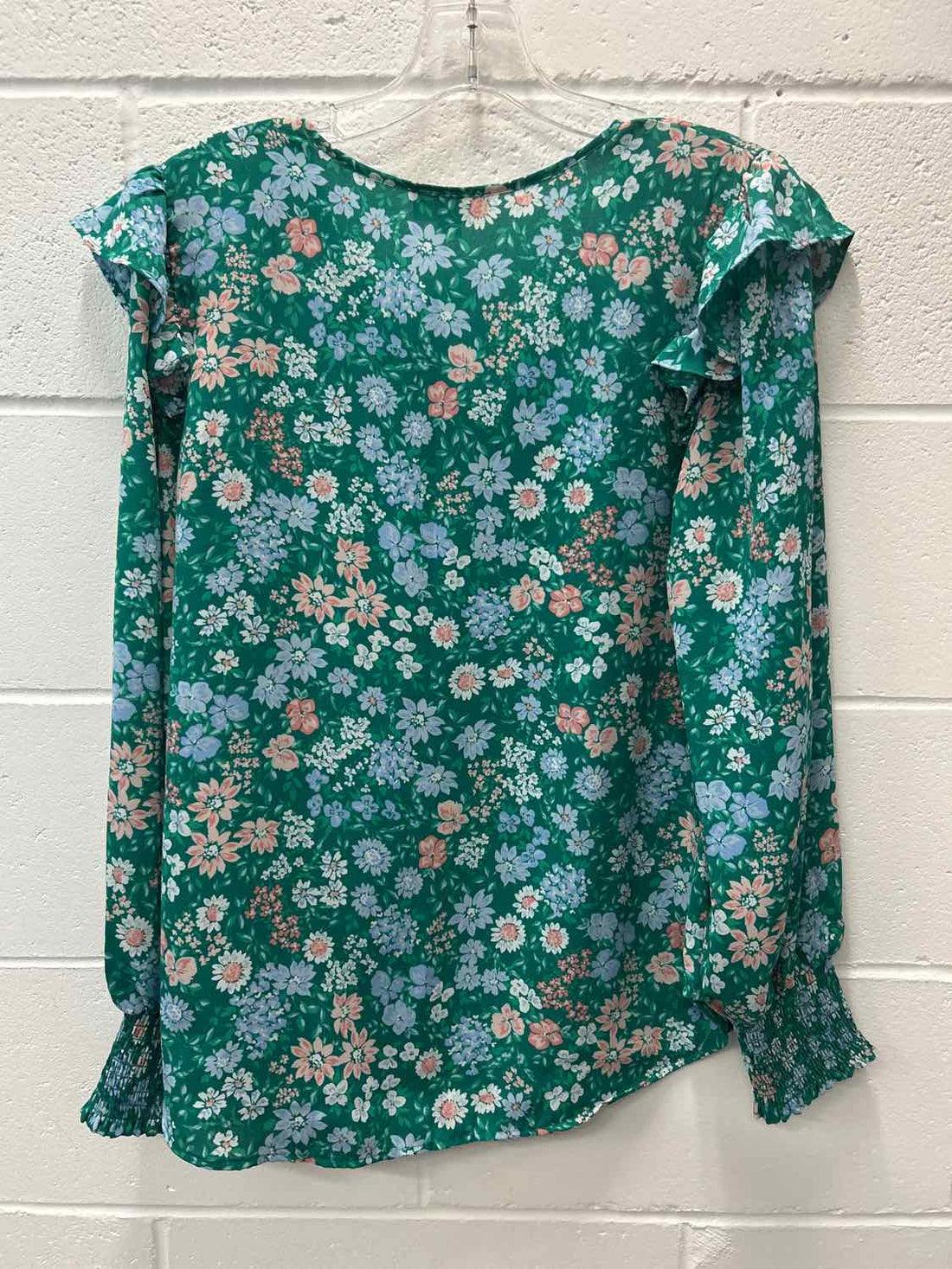 Loft Size M Green Floral Long Sleeve