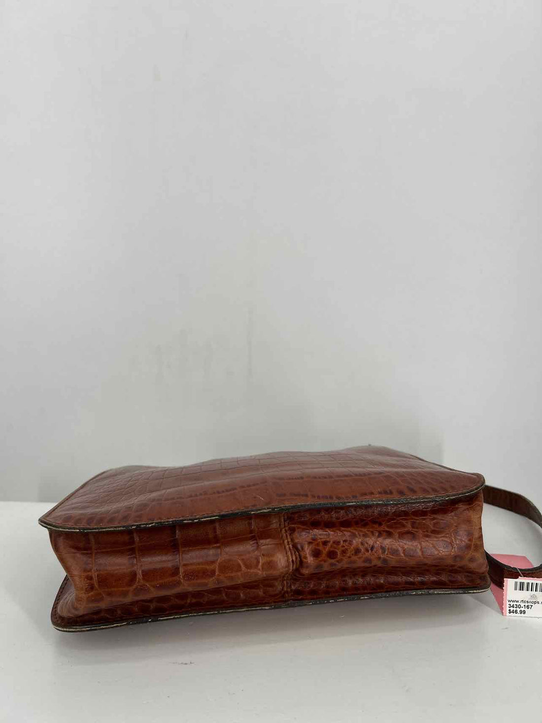 Lauren Ralph Lauren Brown Croc Embossed Shoulder