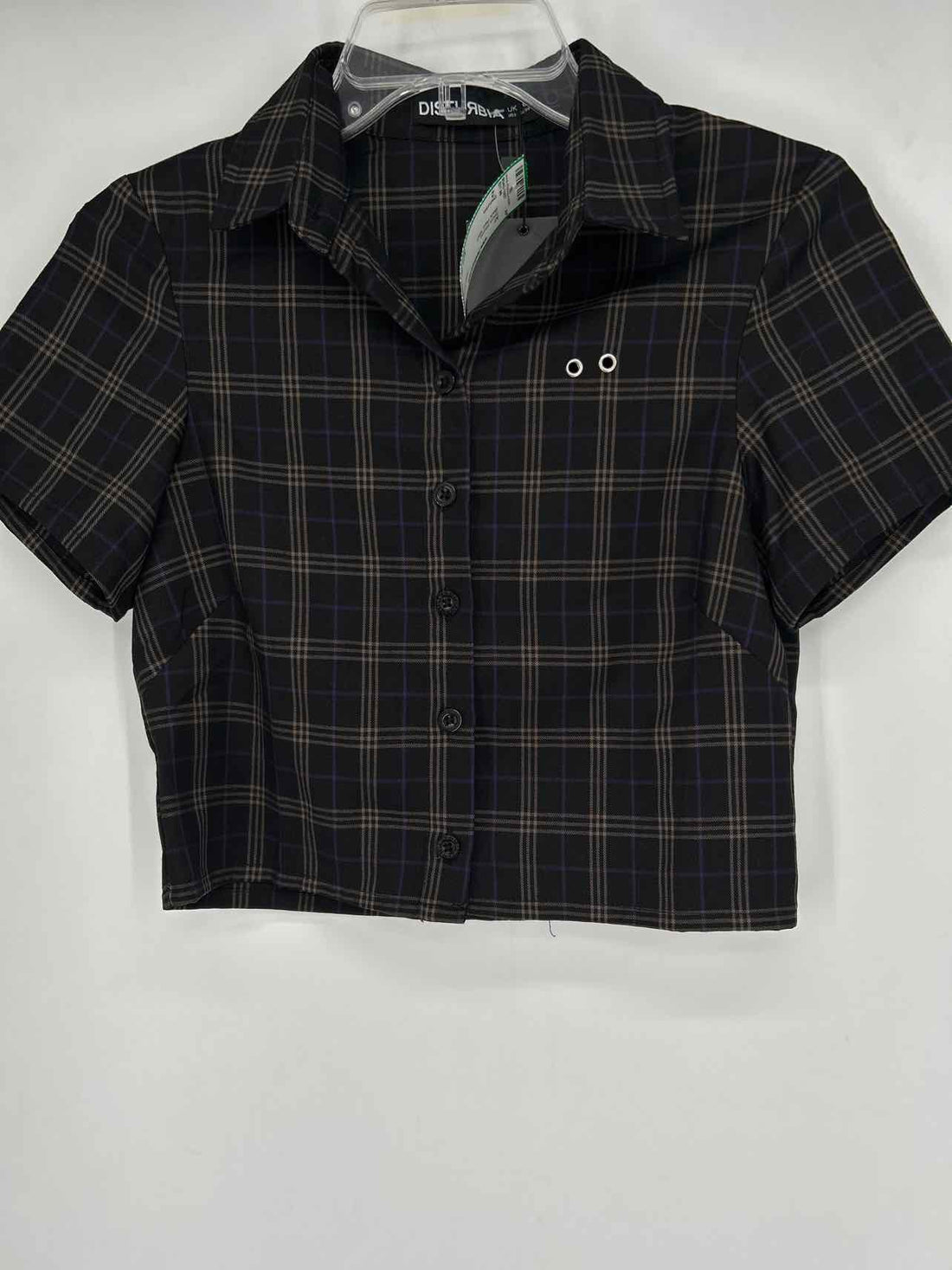 Disturbia Size 2 Black Plaid NWT Short Sleeve
