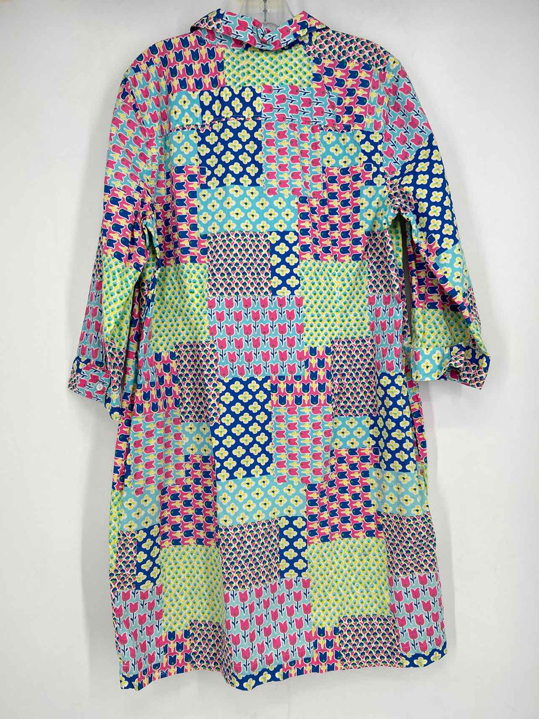 Talbots Size 16 Blue & Pink Floral Long Sleeve Dress