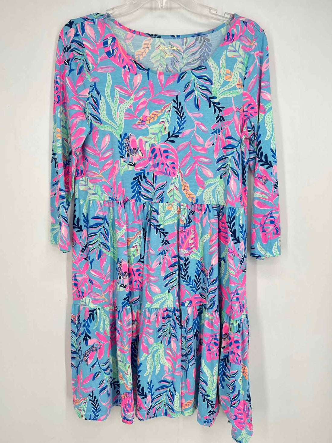 Lilly Pulitzer M Light Blue Floral Long Sleeve Lilly Pulitzer Dress