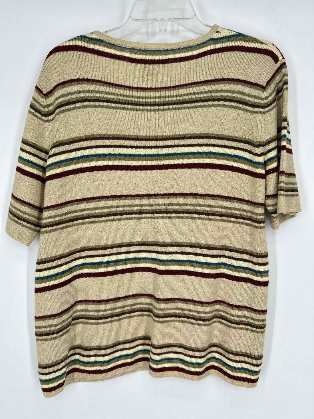 Preston & York Size XL Cream Stripe Short Sleeve