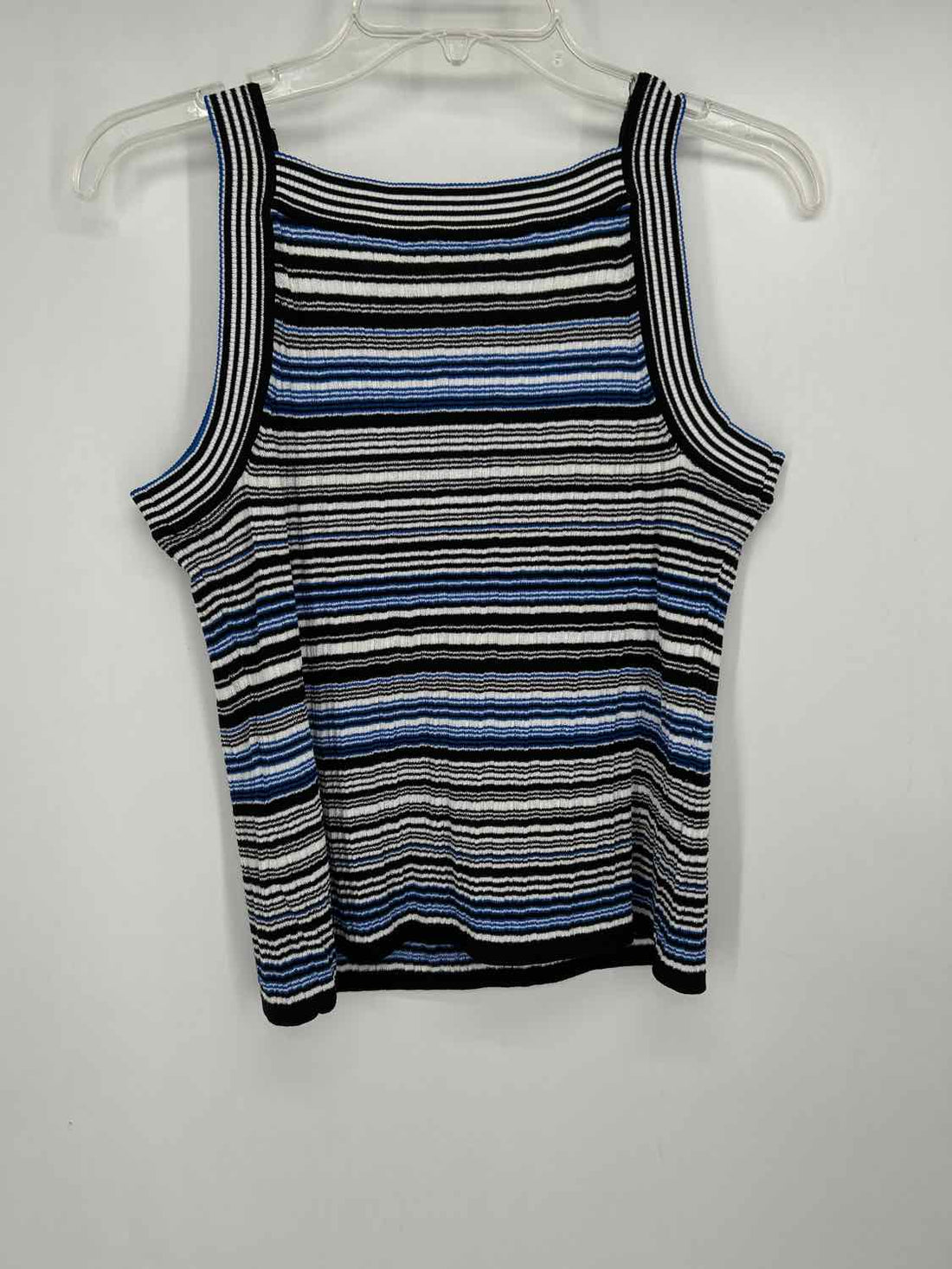 White House Black Market Size L blue & black stripe 2PC Sweater Set