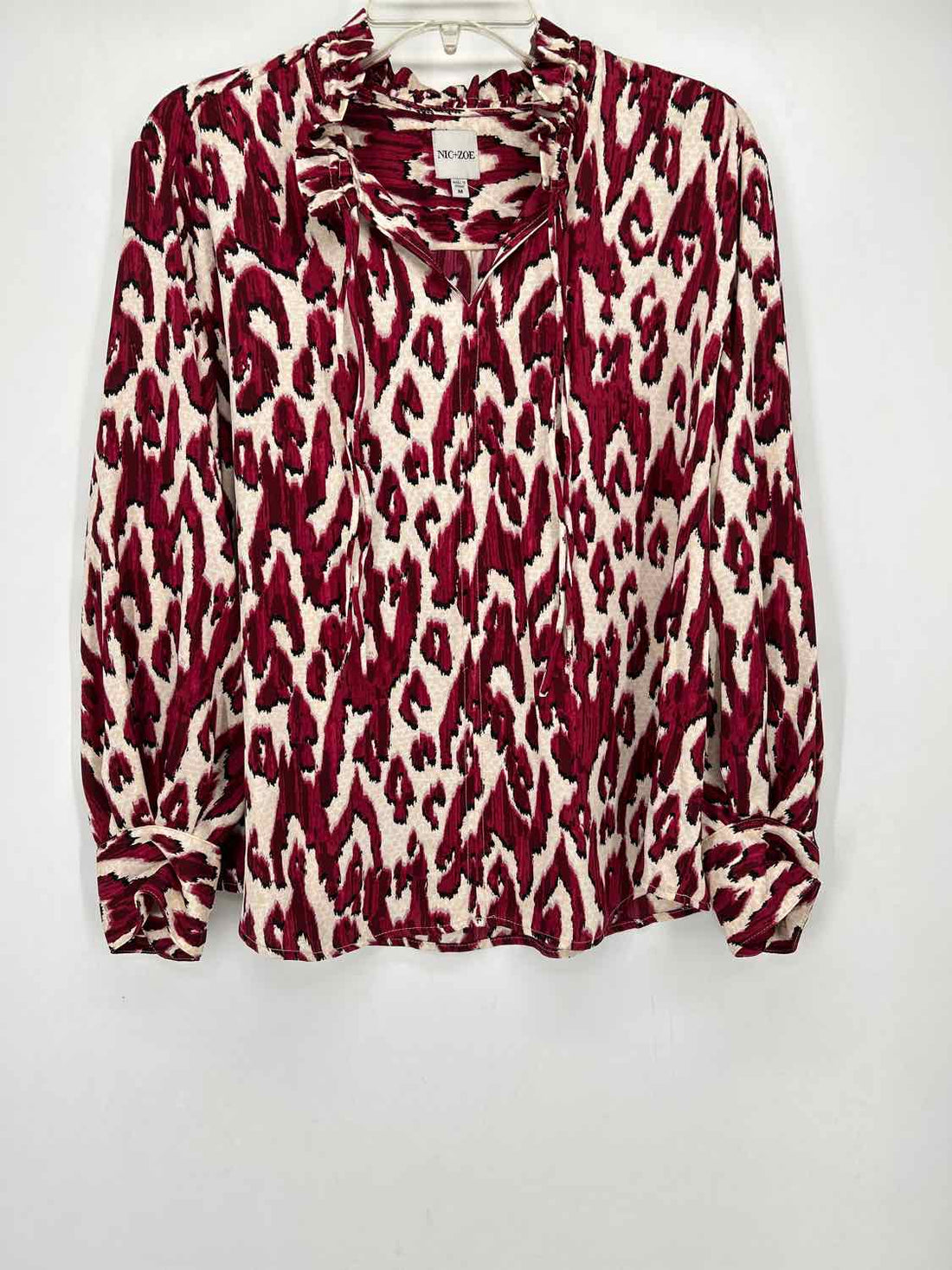 Nic+Zoe Size M Maroon Print Long Sleeve