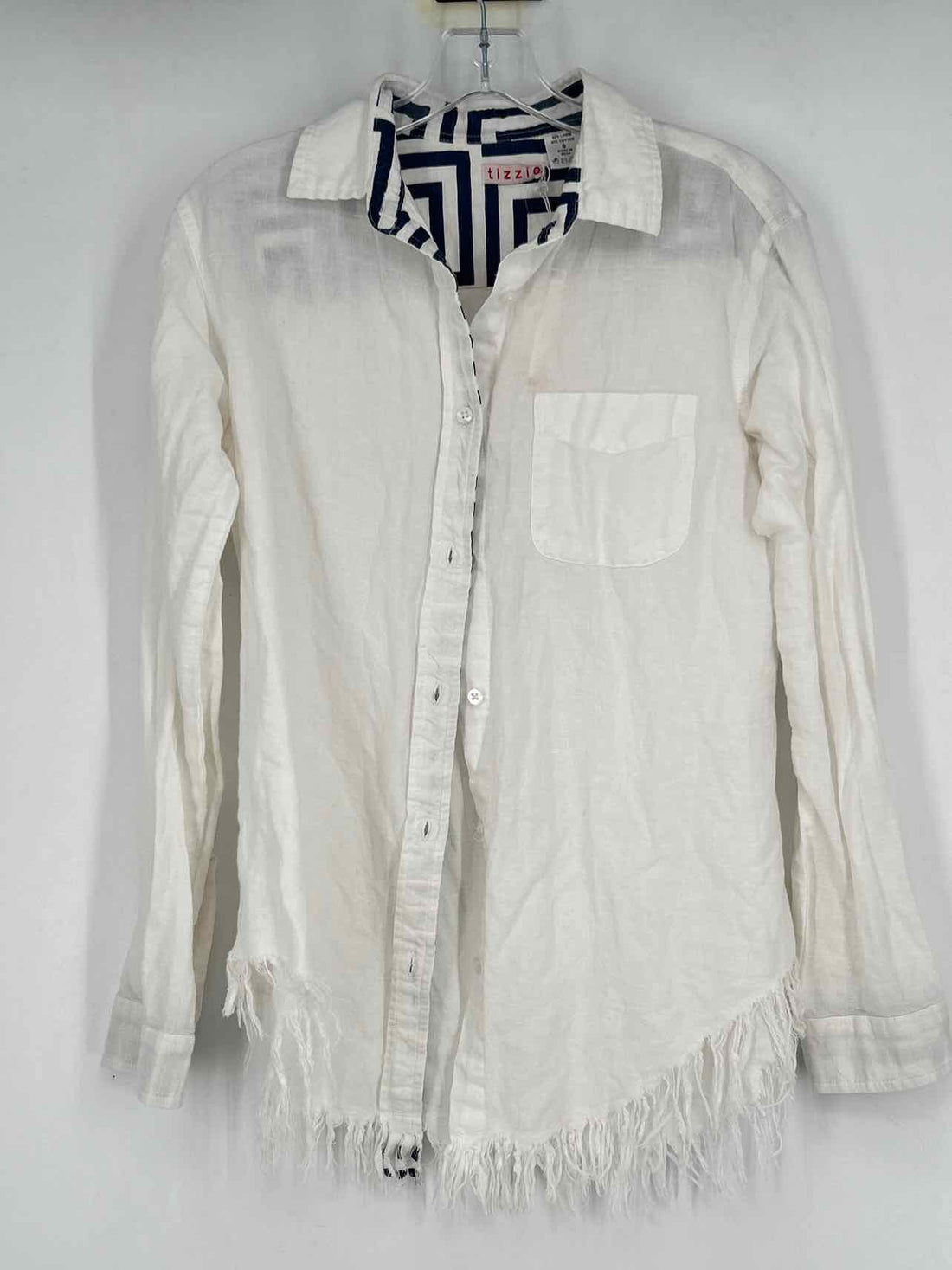 Tizzie Size S White Cotton & linen Long Sleeve