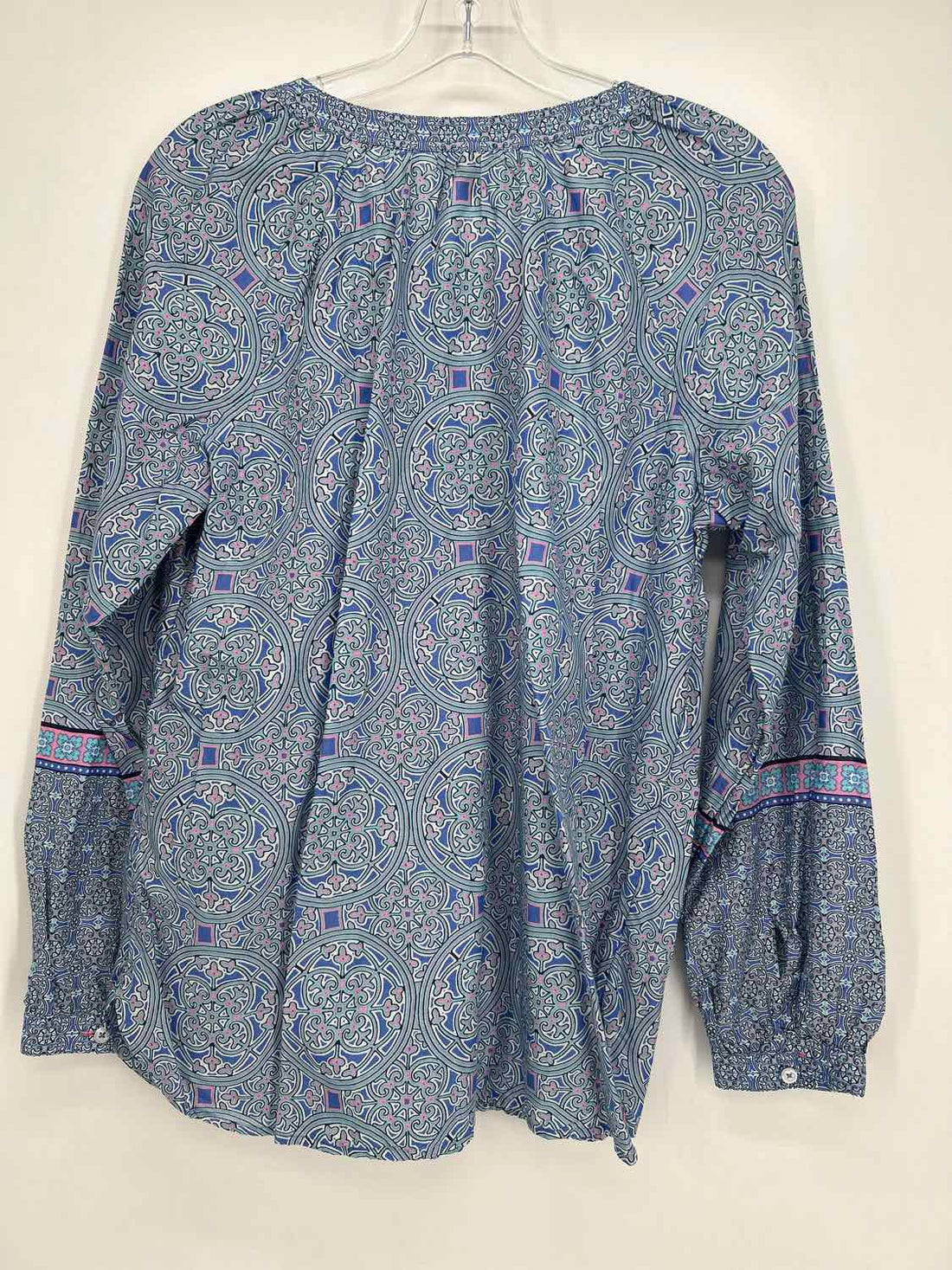 Talbots Size M Blue & Pink Print Long Sleeve