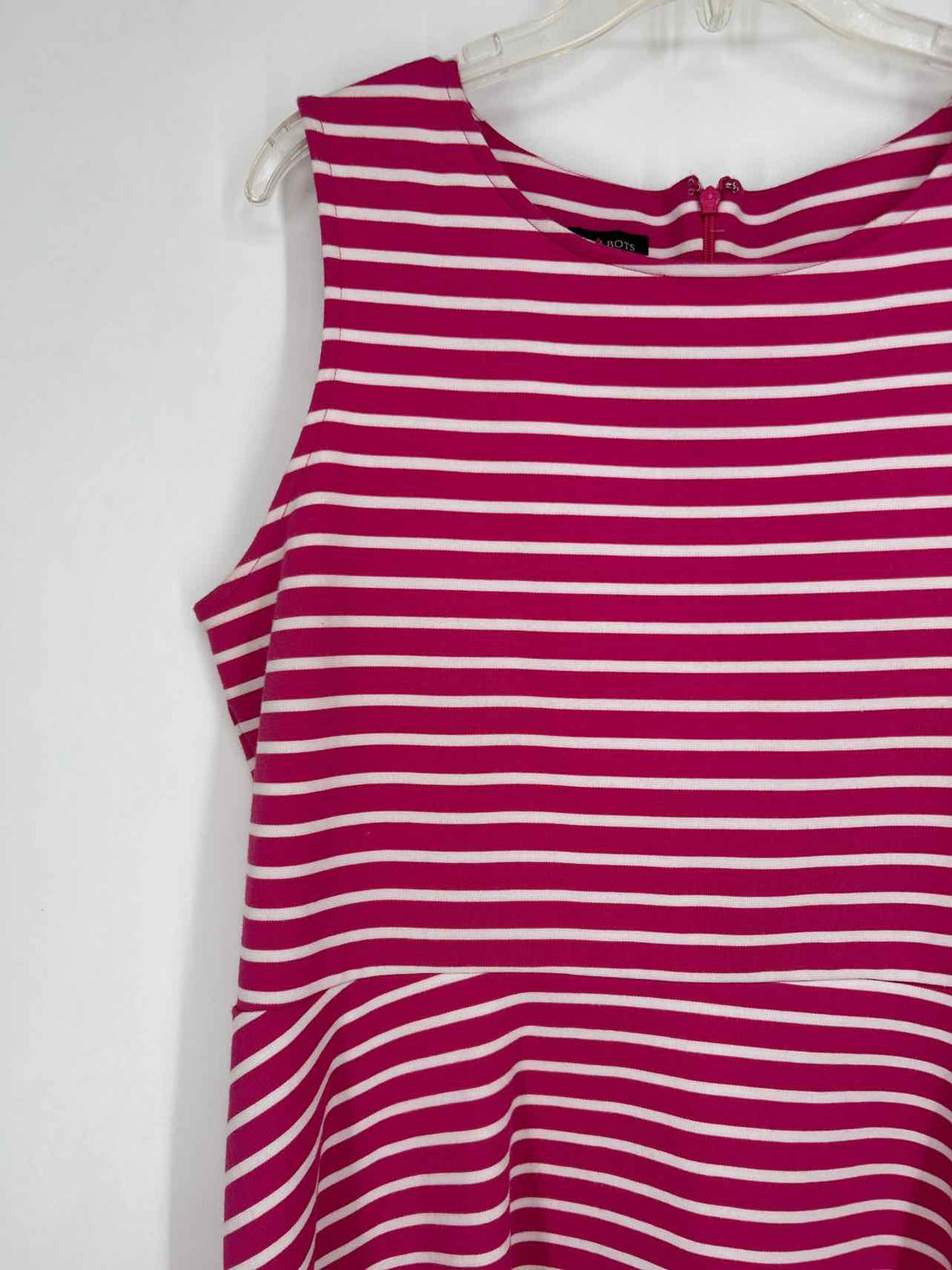 Talbots Size XL Magenta & White Striped Sleeveless Dress